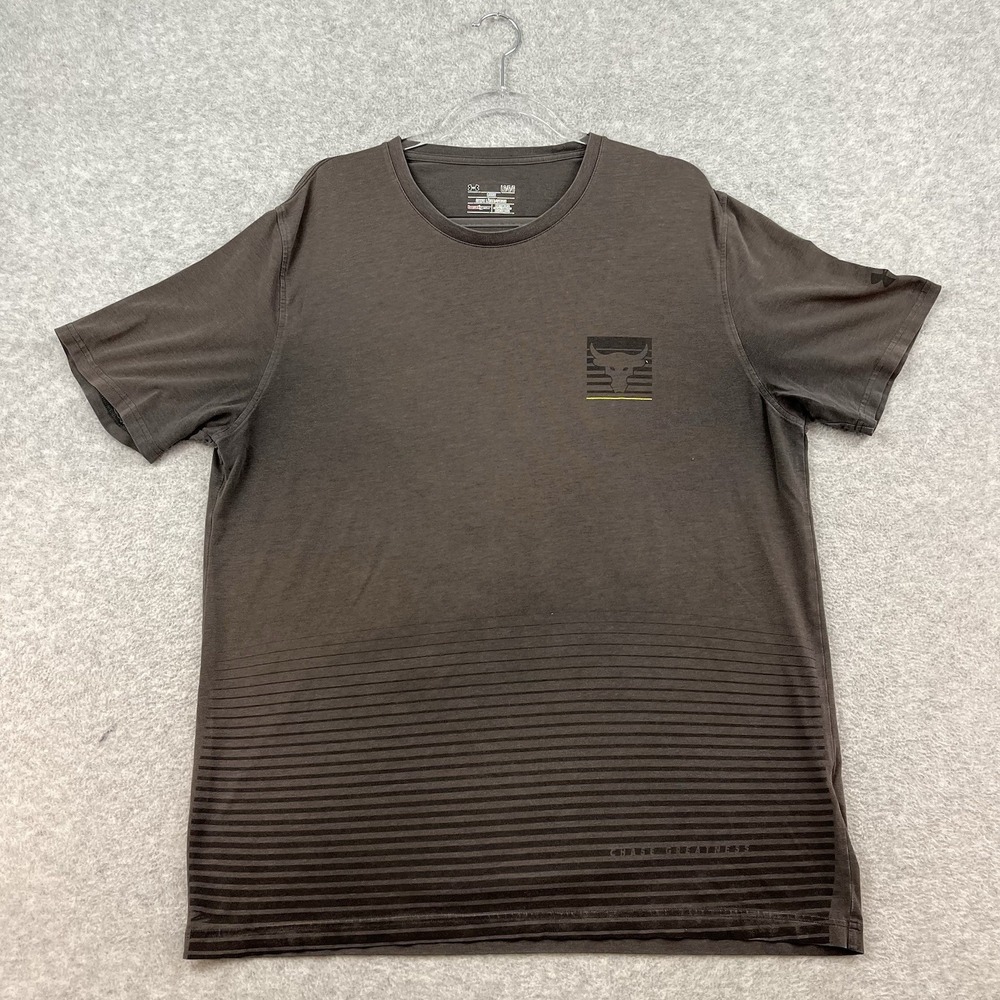 Under Armour Project Rock Chase Greatness Gray T-Shirt Mens Large Workout Cotton